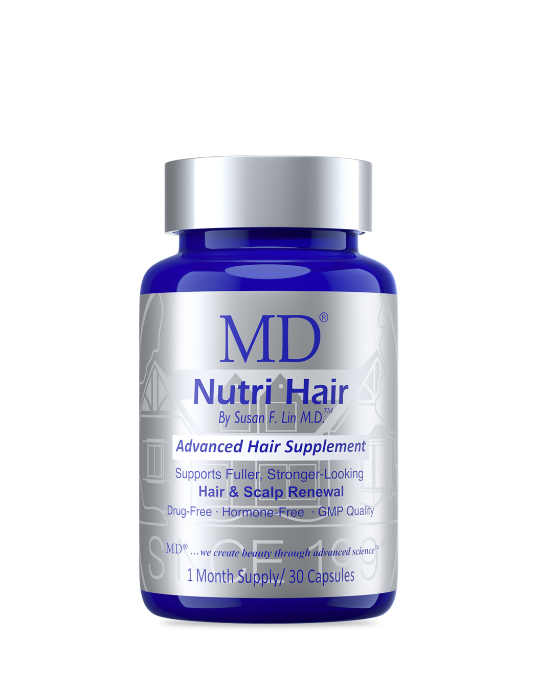 MD Nutri Hair hair growth supplement from MD Hair – drug-free treatment for thinning hair in men and women, supports stronger, fuller, healthier hair